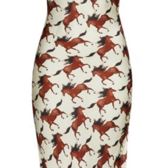 Kilo BRAVA Horse Print Satin Fringed Midi Slip Dress or Nightgown - Picture 6 of 7